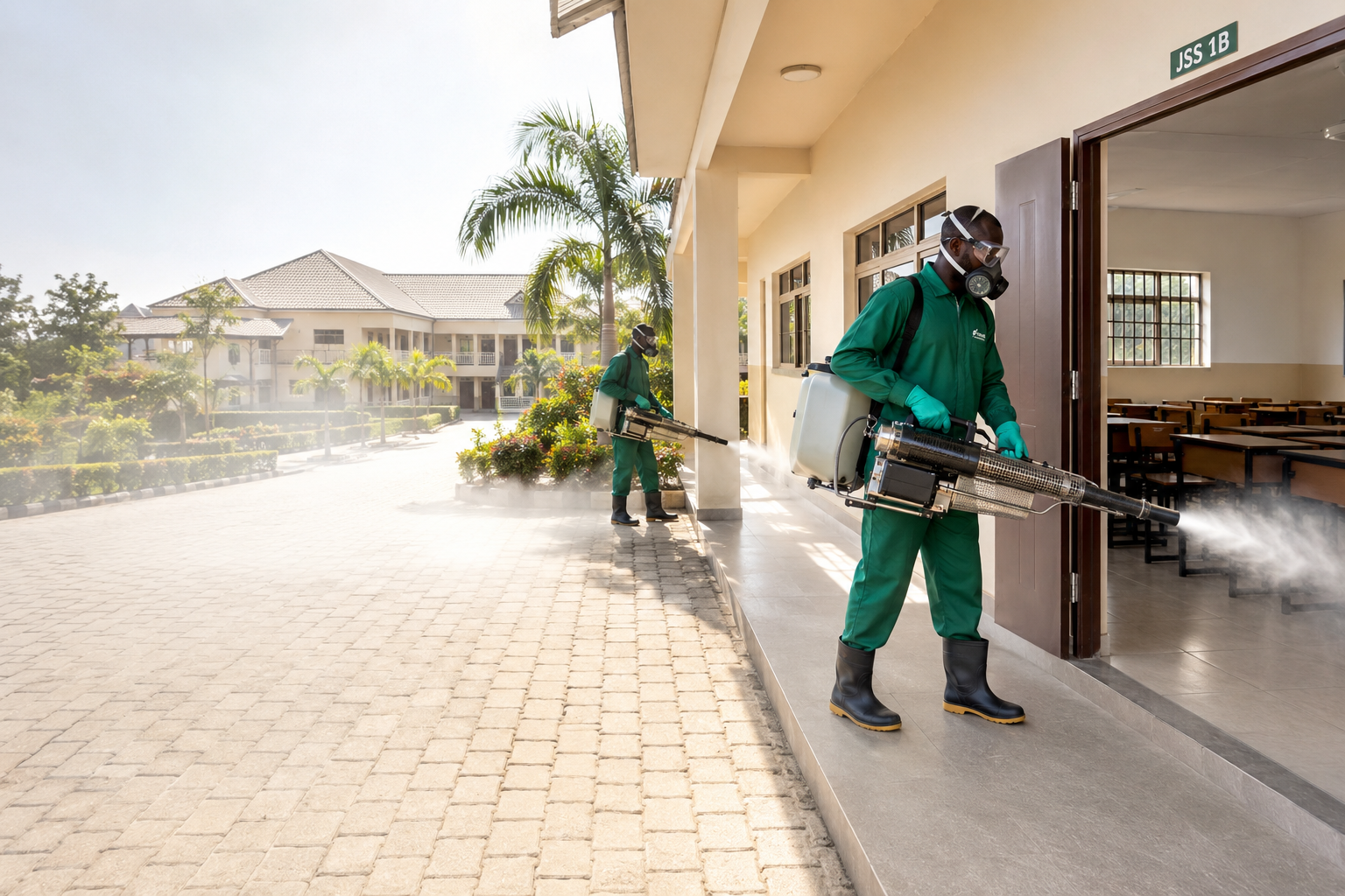 Fumigation treatment in progress